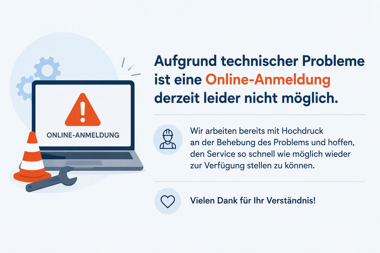 Öffnet die Seite 'Technische Probleme'
